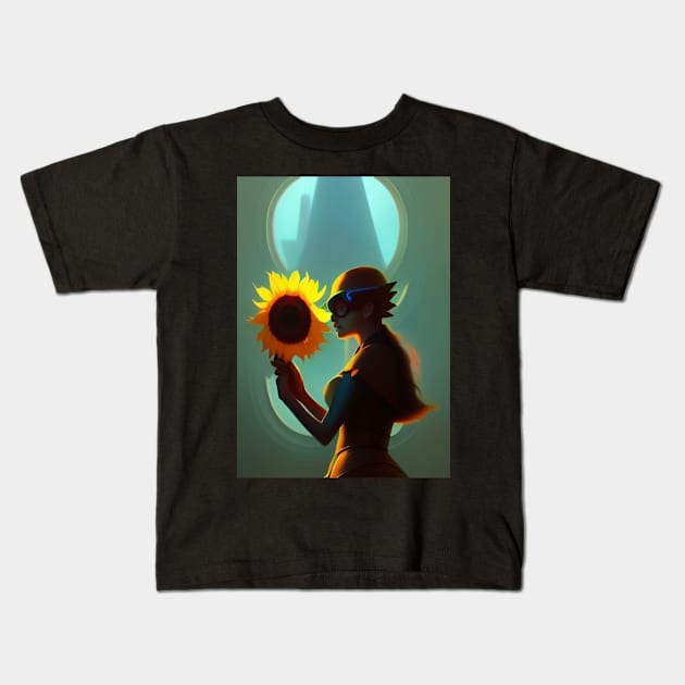 COMIC STYLE  SIMPLE SUNFLOWER Kids T-Shirt by sailorsam1805